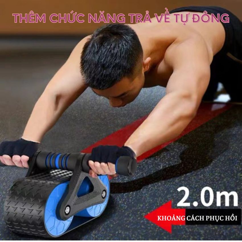 Con lăn tập bụng 2 bánh có lò xo kép trợ lực tăng cơ toàn diện vùng bụng vai bắp tay