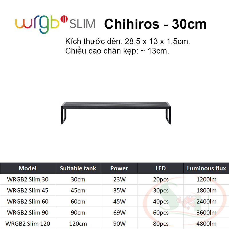 Đèn led Chihiros WRGB 2 Slim 30, 45, 60, 90, 120 cm WRGB2 quang phổ bể thủy sinh cá tép cảnh wrgbii