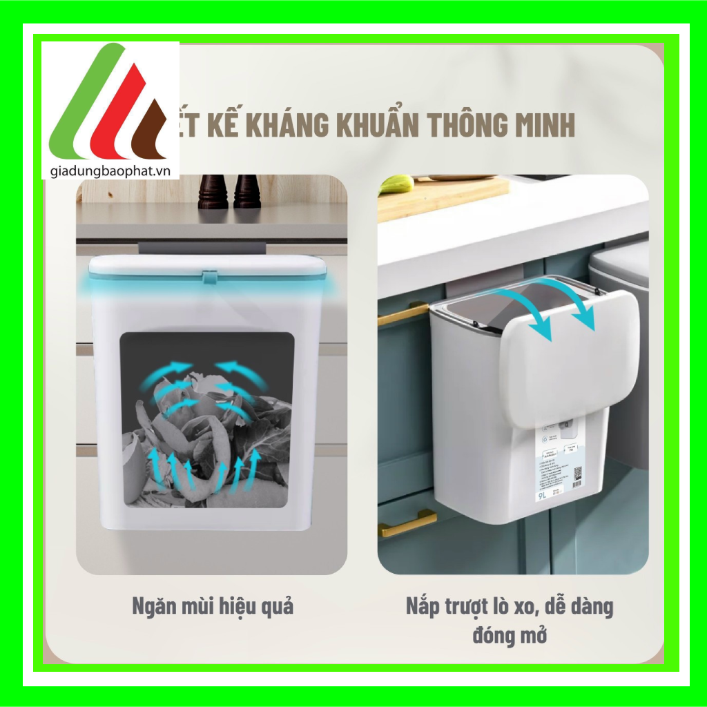 Thùng rác treo kệ bếp dán tường thông minh sạch sẽ tiện lợi dễ dàng vệ sinh di chuyển dễ dàng