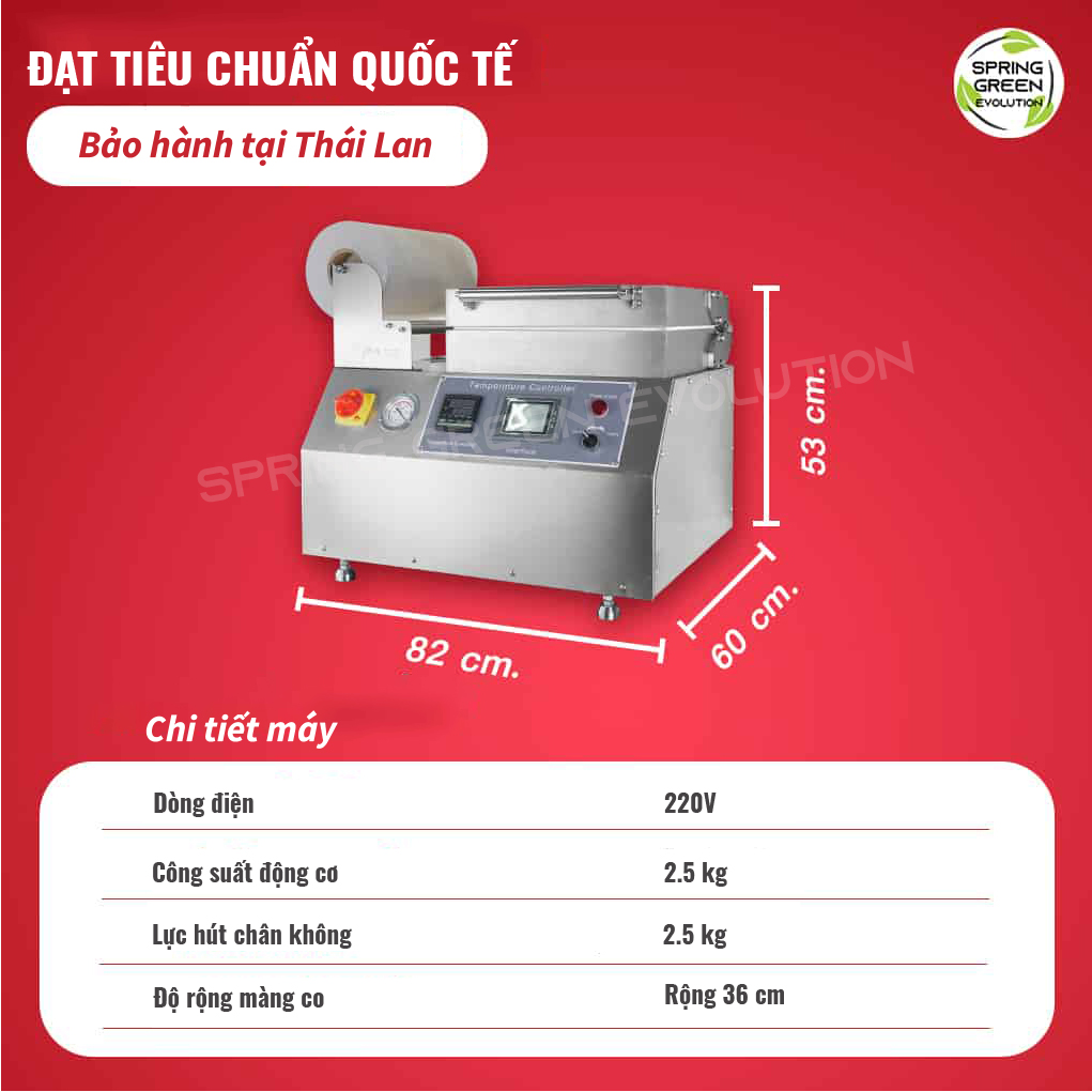 Máy Hút Chân Không Màng/ Máy Bọc Màng Co Nhiệt SKV45. Máy Làm Việc Nhanh Chóng Giúp Tăng Hiệu Suất Công Việc. Hàng Nhập Khẩu Chính Hãng Spring Green Evolution Thái Lan