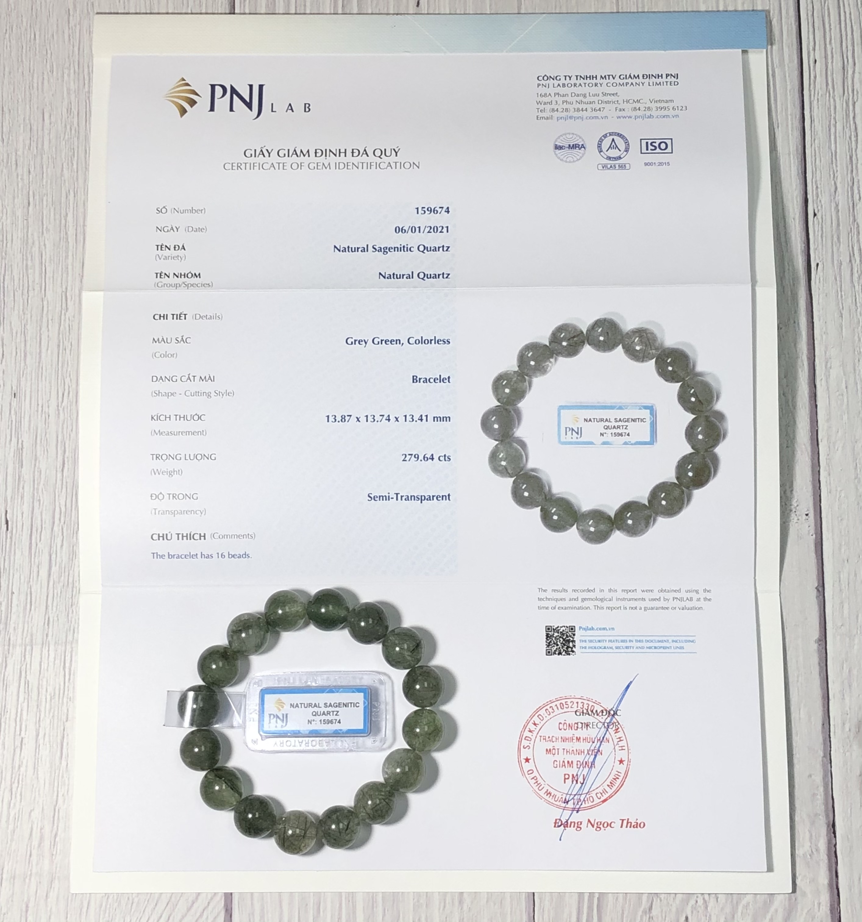 Vòng tay Thạch Anh Tóc xanh 13mm chuẩn 5A