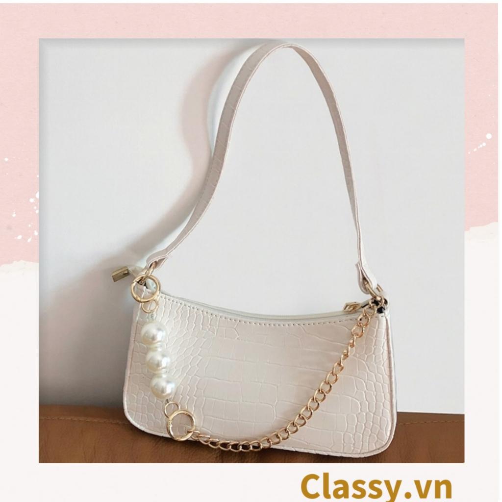 TÚI ĐEO VAI, TÚI KẸP NÁCH Classy DA CAO CẤP KIỂU DÁNG VINTAGE PHỐI XÍCH SANG CHẢNH