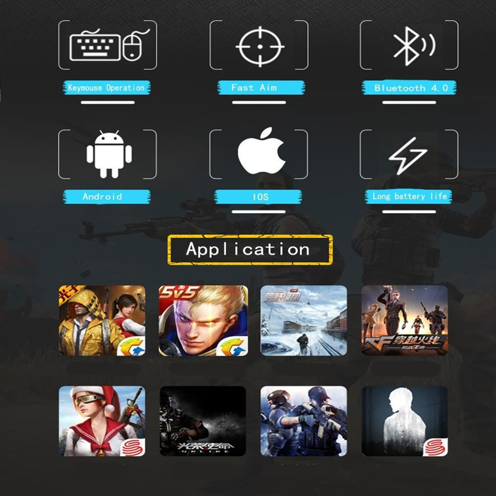 Bàn phím cơ 1 tay kiêm bộ chuyển đổi game Chơi Pubg PSB-P1 Có cần gạt Analog Chế độ ghìm tâm Kết nối Bluetooth - Hàng Chính Hãng