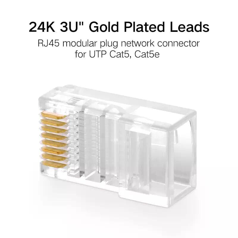Ugreen UG50246NW110TK Đầu bấm mạng RJ45 chuẩn Cat5e cao cấp mạ vàng - HÀNG CHÍNH HÃNG
