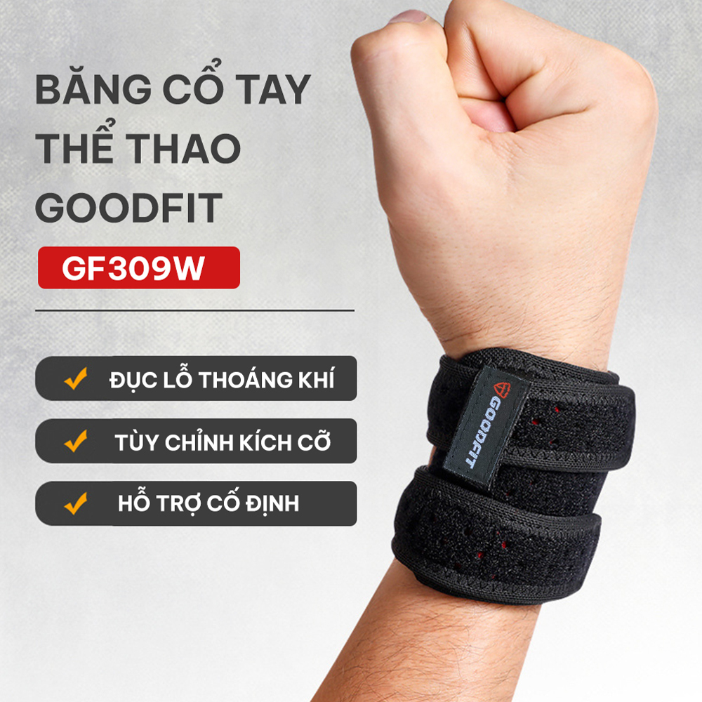 Băng cổ tay thể thao GoodFit GF309W hỗ trợ nâng tạ, chơi bóng chuyển, người bị đau khớp cổ tay