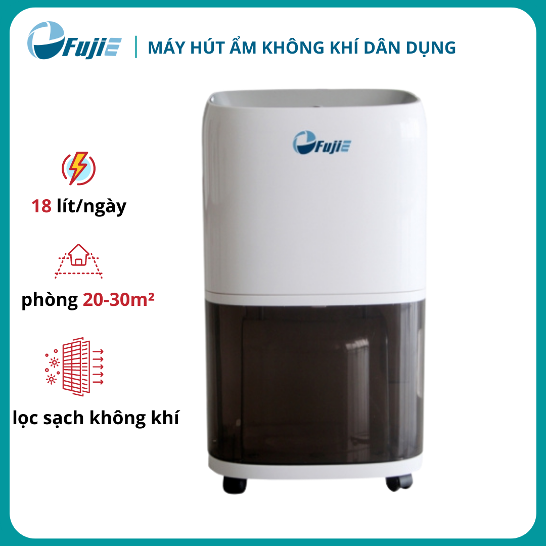 Máy hút ẩm lọc không khí dân dụng HM-918EC công suất hút 18 lít/ngày cho phòng 20-30m2, chức năng sấy khô quần áo - Hàng chính hãng