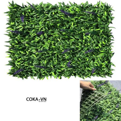 Thảm cỏ tấm vuông treo tường, cỏ oải hương, xoang tím, lá phong vàng, lá trà đỏ khổ (50cm x 50cm)