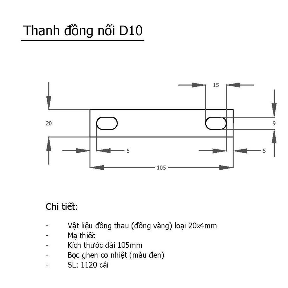 Thanh đồng nối bình ắc quy - Dùng cho bình &lt;100Ah