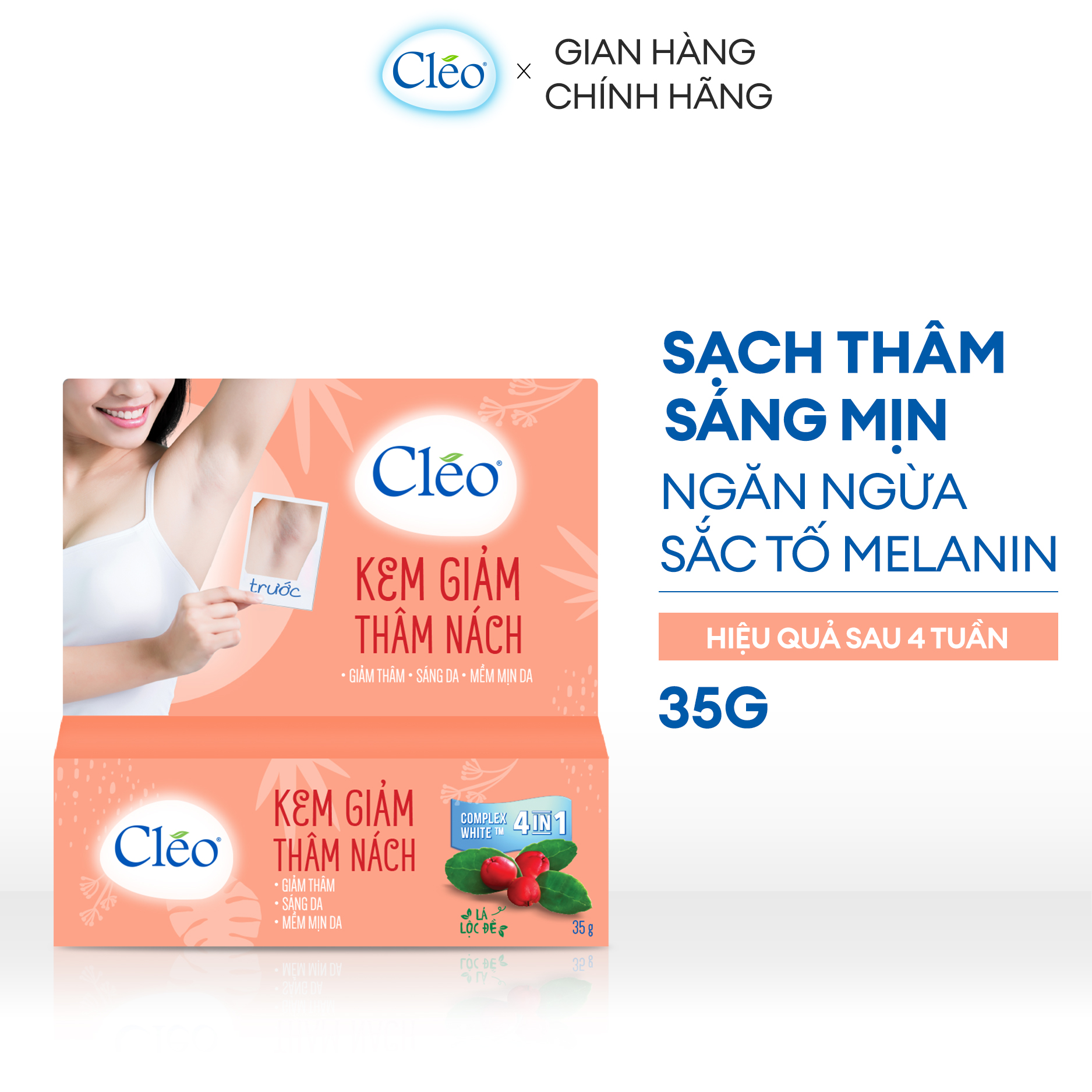 Kem Giảm Thâm Nách Cléo Chiết Xuất Lá Lộc Đề 35G Hiệu Quả Rõ Rệt Sau 4 Tuần Sử Dụng