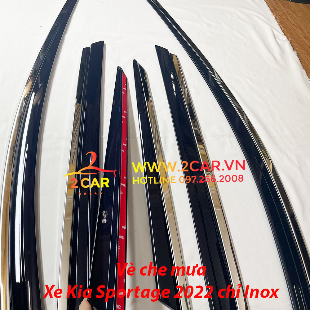 Vè che mưa xe Kia Sportage 2022 2023, viền chắn mưa xe Kia Sportage 2022 Chỉ Inox MẪU 6 CHI TIẾT cao cấp