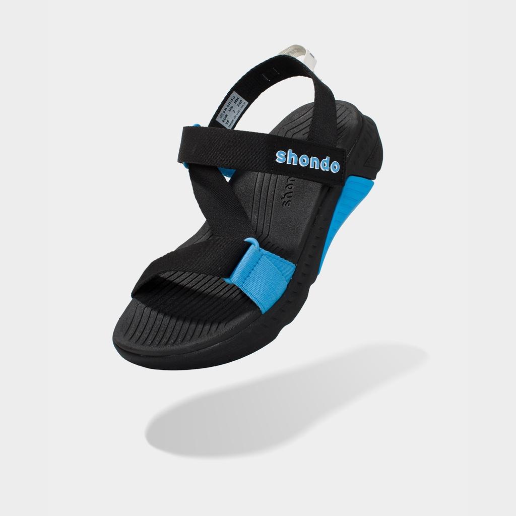 Giày Sandals Nam Nữ Shondo F7 Racing Đen Phối Xanh F7R1030