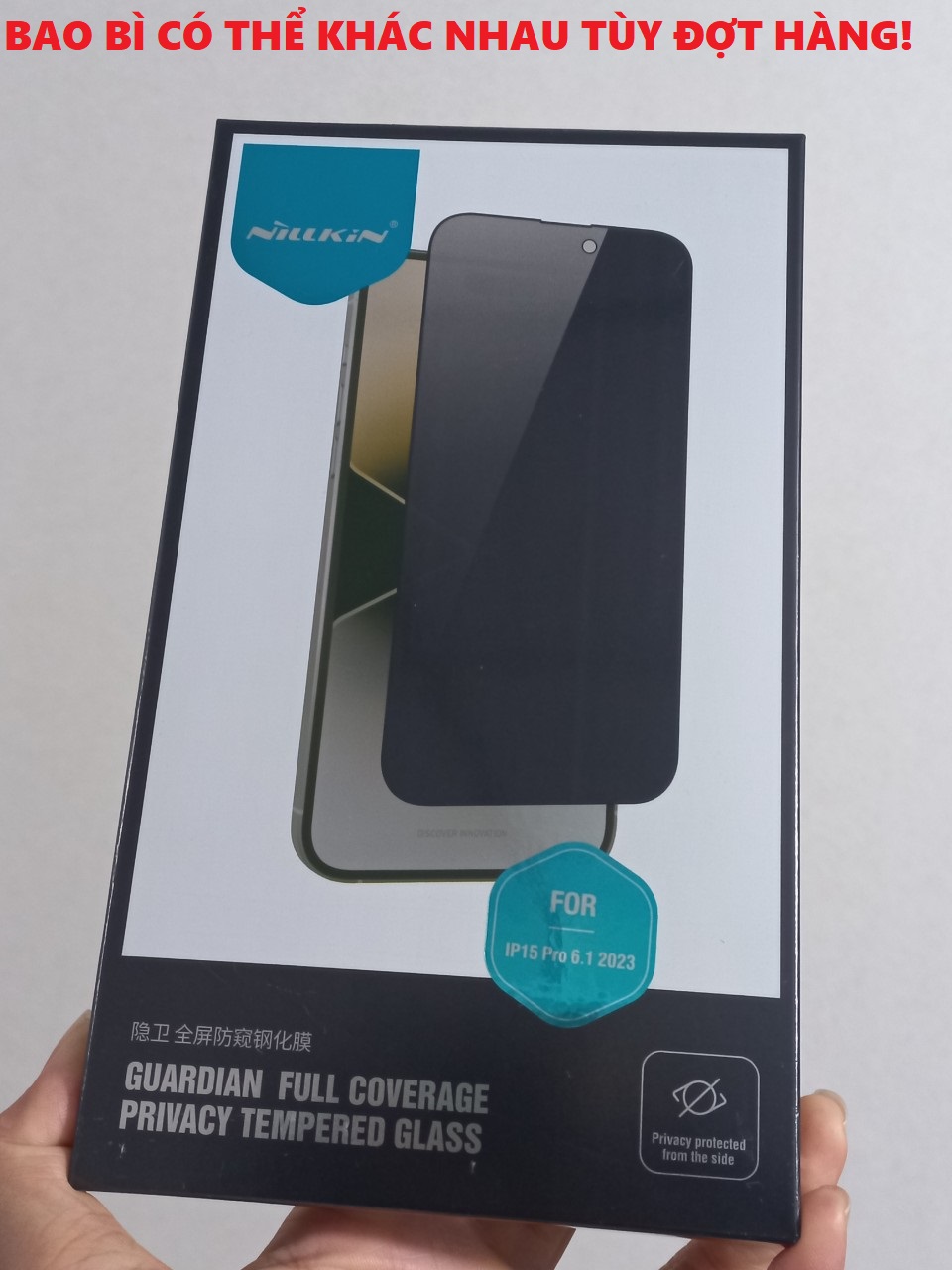 Kính cường lực chống nhìn trộm cho iphone 15 Pro Max ; 15 Pro Nillikin Guardian _ Hàng chính hãng