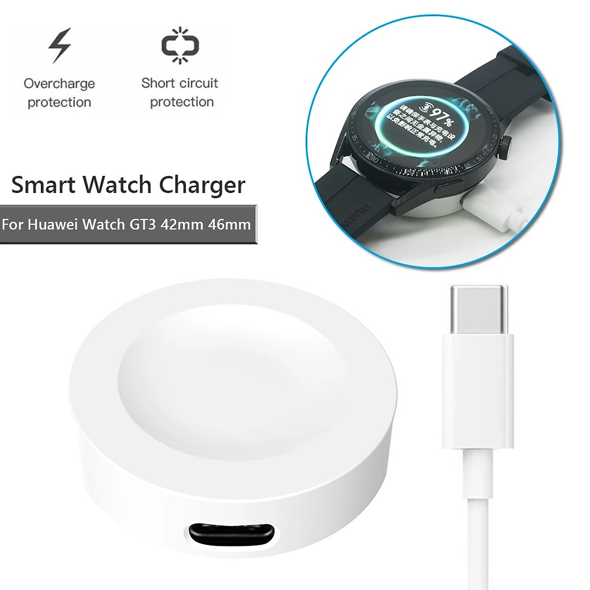 Dock sạc nhanh cho Huawei Watch GT5/ GT5 Pro/ GT3/ GT Runner / GT3 Pro/ Huawei Watch 4/ 4 Pro / GT4_ Hàng Chính Hãng