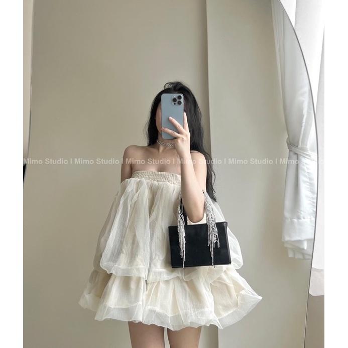 Áo babydoll voan phồng 2 tầng-2085
