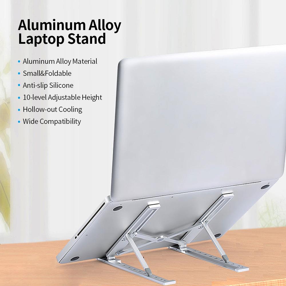 Giá đỡ máy tính xách tay có thể điều chỉnh 10 cấp bằng hợp kim nhôm chống trượt có thể gập lại