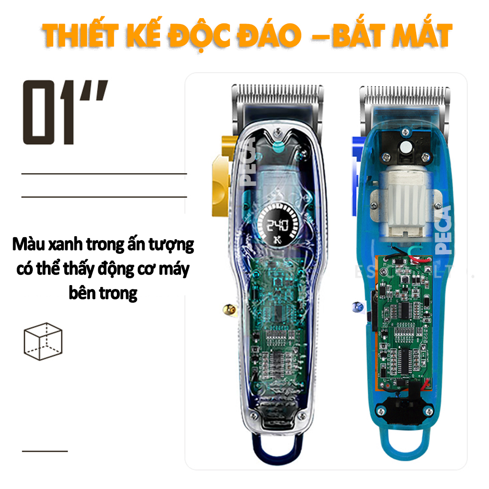 Tông đơ cắt tóc chuyên nghiệp KEMEI KM-2709PG điều chỉnh 2 mức tốc độ, sử dụng sạc USB sạc nhanh pin trâu 3h, có màn hình LCD hiển thị tăng đơ cắt tóc trẻ em và người lớn dùng cho gia đình, salon tiệm tóc barber - Hãng phân phối chính thức