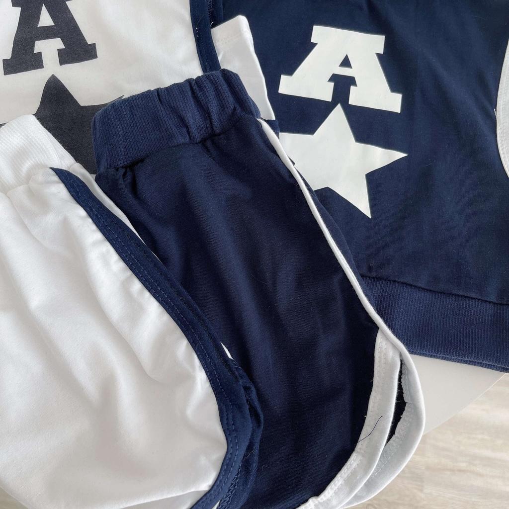 Bộ Sát Nách Hè Ba Lỗ In Chữ A Ngôi Sao Có Mũ Phong Cách Hip Hop Cho Bé Trai Mặc Cực Xinh - SUMO KIDS