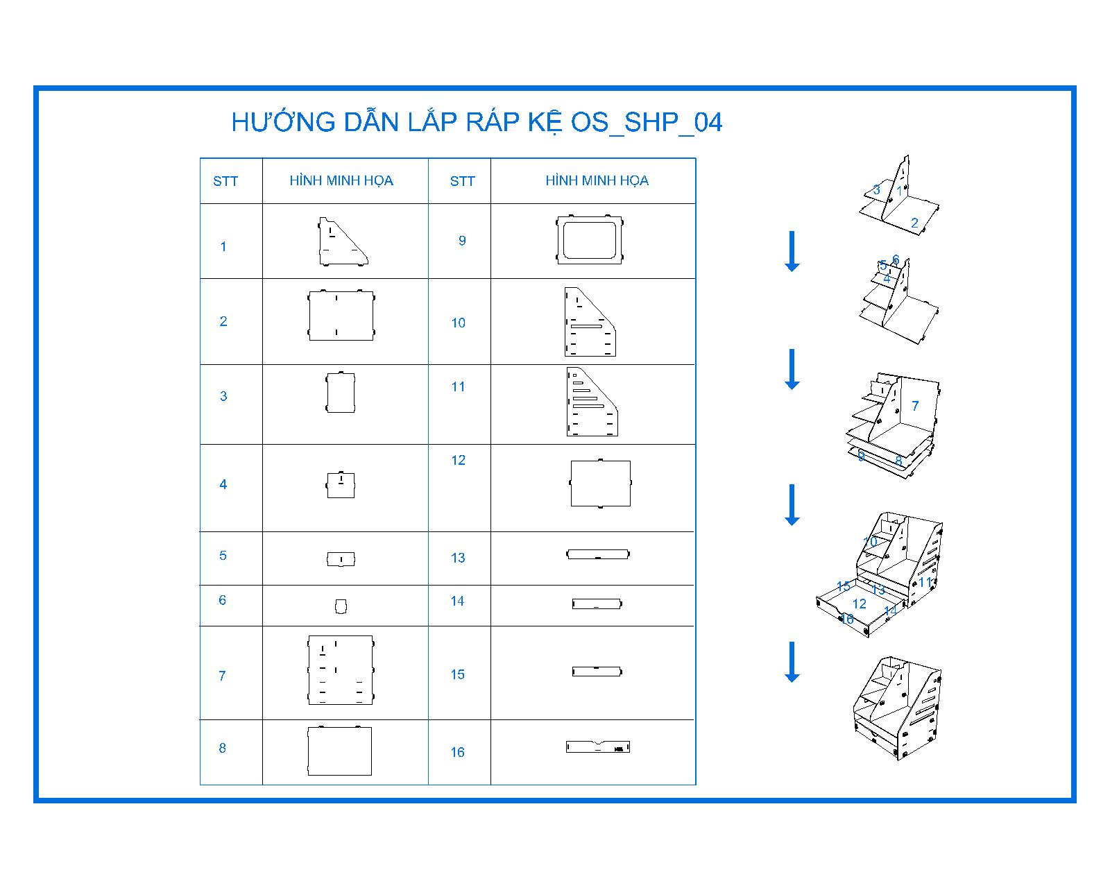 Kệ hồ sơ để bàn lắp ráp, Nhãn hiệu Nhỏ và Xinh, xuất xứ Việt Nam, sắp xếp bàn làm việc gọn gàng, thích hợp làm quà tặng ý nghĩa cho bạn bè, người thân - Kệ hồ sơ số 4 - OS_SHP_04