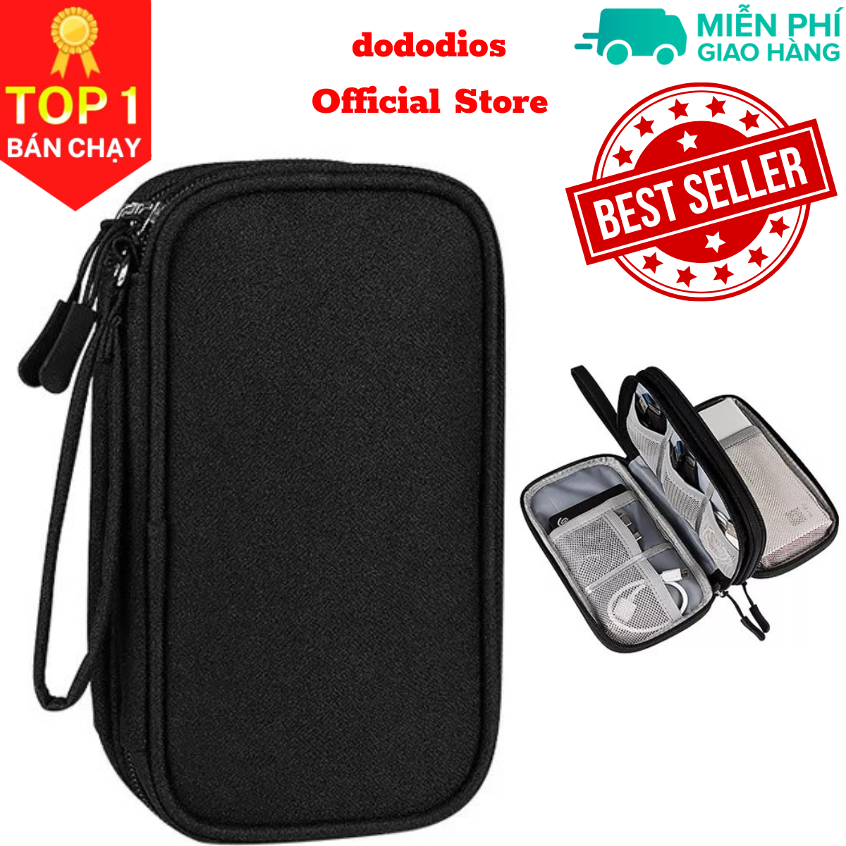 Túi đựng phụ kiện công nghệ đựng pin sạc dự phòng, điện thoại, cáp sạc usb, tai nghe có quai cầm, Túi Đựng Phụ Kiện Công Nghệ Có Quai Cầm, Chống Nước - Hàng Chính Hãng dododios