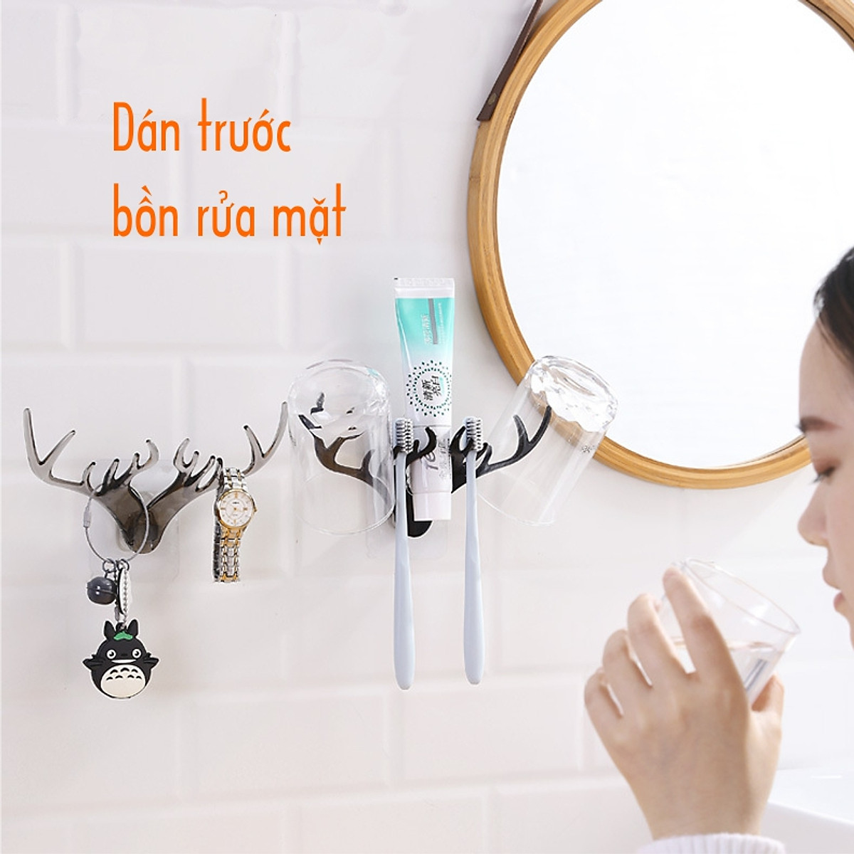 Móc treo dán tường sừng hươu (dài 18cm) - giao màu ngẫu nhiên