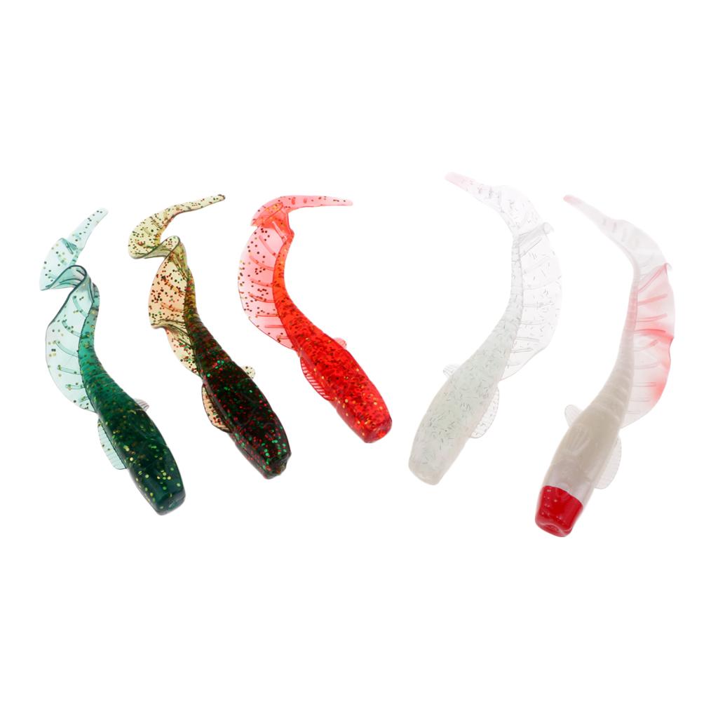 5pcs Lifelike Luminous Fishing Lure Artificial Soft Worm Fishing Bait Tackle