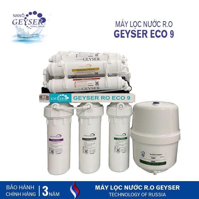 Máy lọc nước ro không vỏ  9 cấp lõi công nghệ Nga geyser eco 9