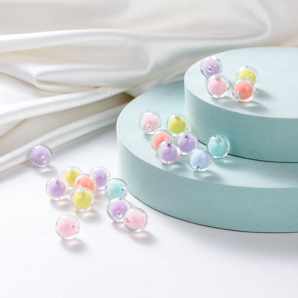 Set 50 Hạt Xỏ Lỗ 8-15mm Trong Suốt Nhiều Màu Sắc Làm Trang Sức Thủ Công