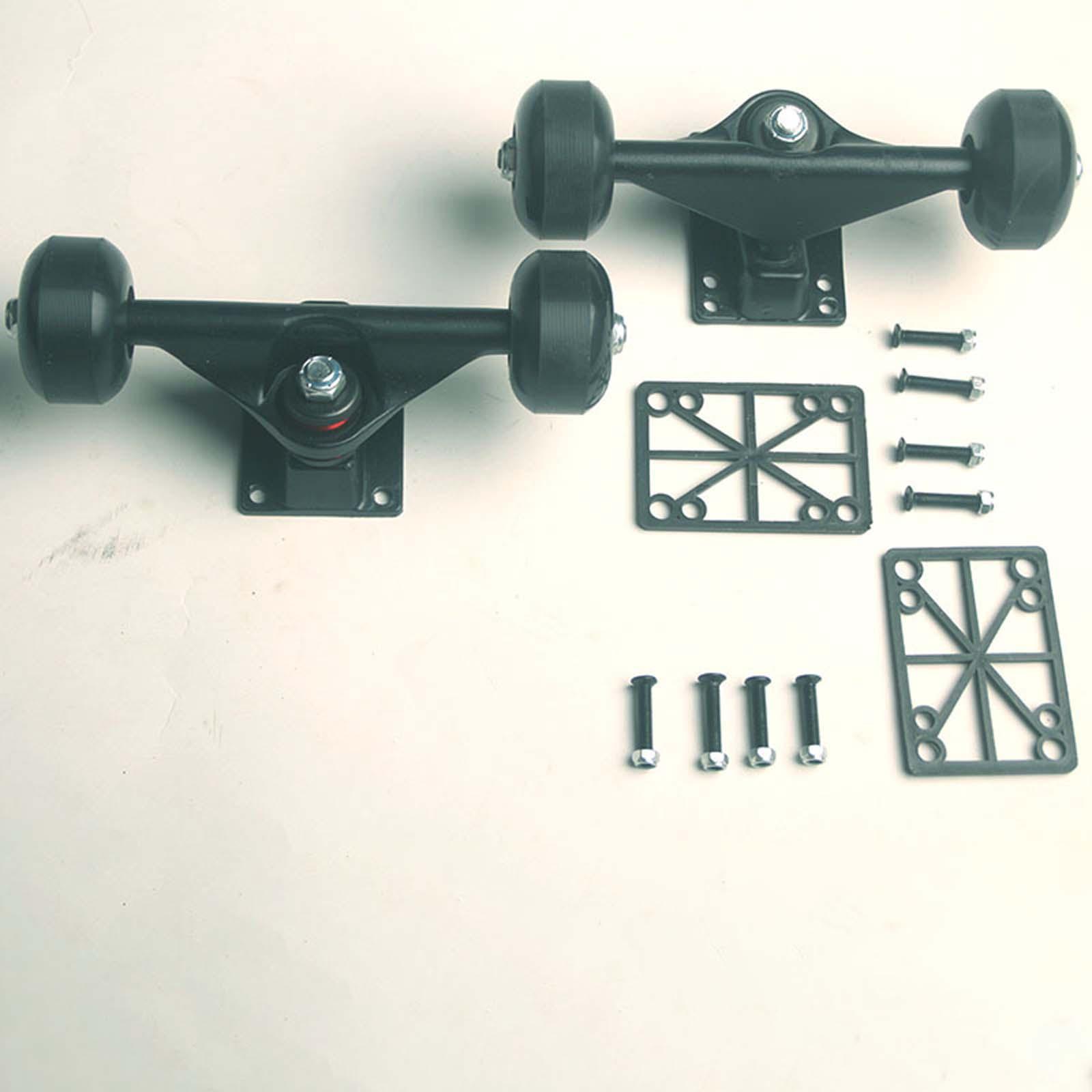 Skateboard Trucks and Wheels Set, 52mm Skateboard Wheels and Bearings Set, Skateboard Trucks 5", Skateboard Riser Pads, Skateboard Hardware Set