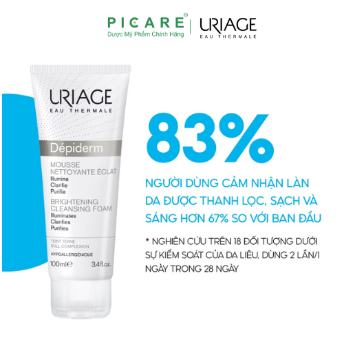 Sữa Rửa Mặt Tạo Bọt Dưỡng Sáng Da Uriage Depiderm White Mousse Nettoyante Eclaircissant