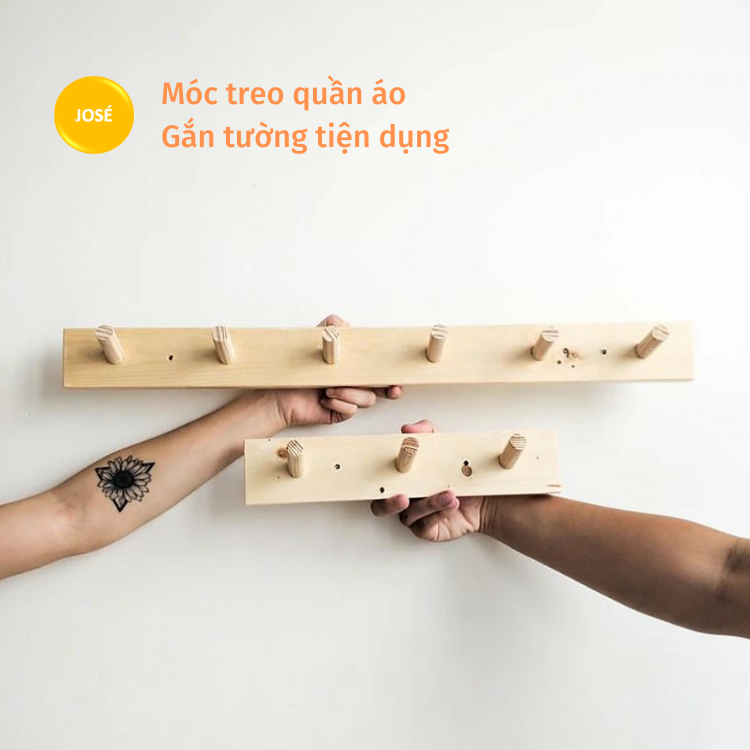 Móc Treo Quần Áo Bằng Gỗ, Giá Treo Đồ Gắn Tường Đa Năng, Móc Gỗ Treo Nón Áo Khoát Tiện Dụng Dễ Lắp