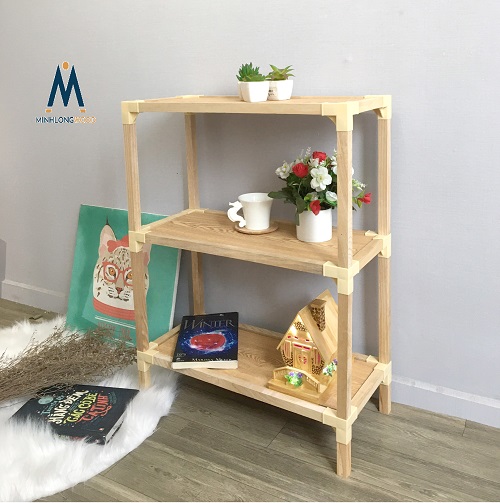 Kệ Để Đồ Đa Năng- Minhlongwood M52, Kệ Trang Trí Phòng Ngủ, Phòng Khách- Màu Gỗ Tự Nhiên