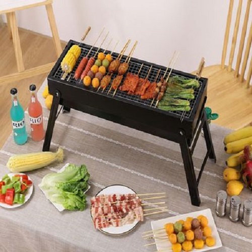 Bếp nướng than hoa ngoài trời 2 tầng dài, bếp nướng bbq gấp gọn tiện lợi mang du lịch dã ngoại lưới nướng inox | TP013