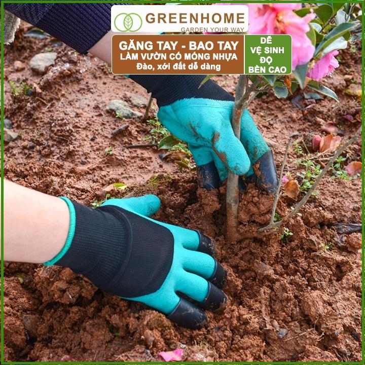 2 bộ Găng tay làm vườn, có móng vuốt, màu Xanh ,độ bền cao, chống thấm nước, đào, xới đất, dễ vệ sinh