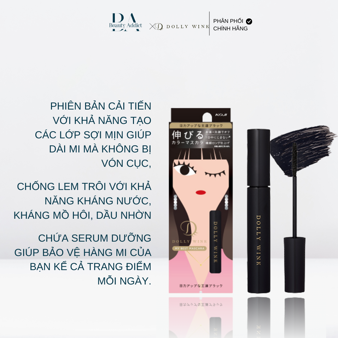 Mascara chống lem trôi màu đen - Koji Dolly Wink My Best Mascara - Classic Black