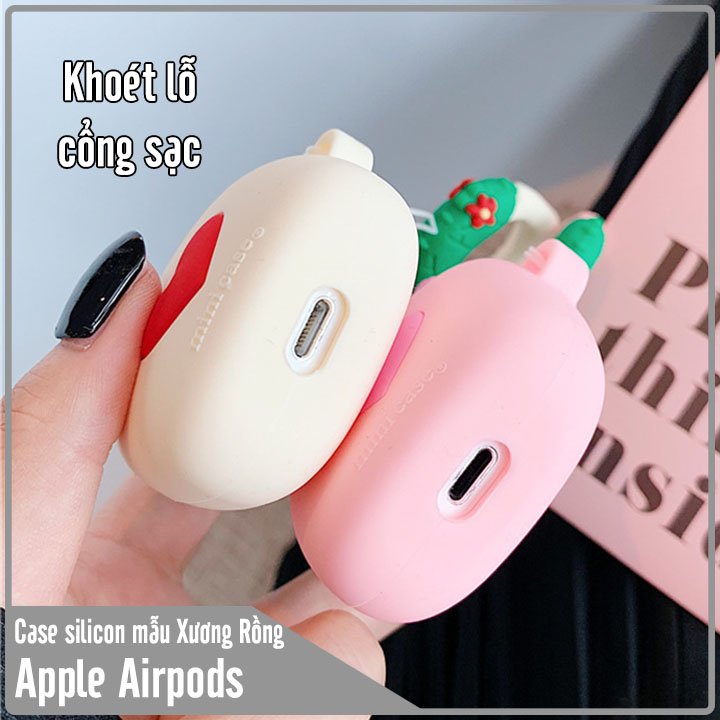 Case silicon bảo vệ cho tai nghe APple Airpods 1 - 2 hình cây xương rồng