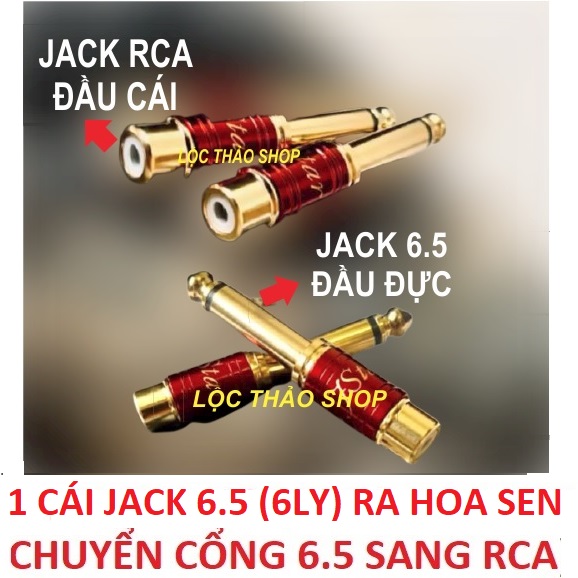 Jack chuyển 6.5 ra AV Jack 6 ly ra AV Đầu chuyển jack 6.5 sang hoa sen - 1 CÁI