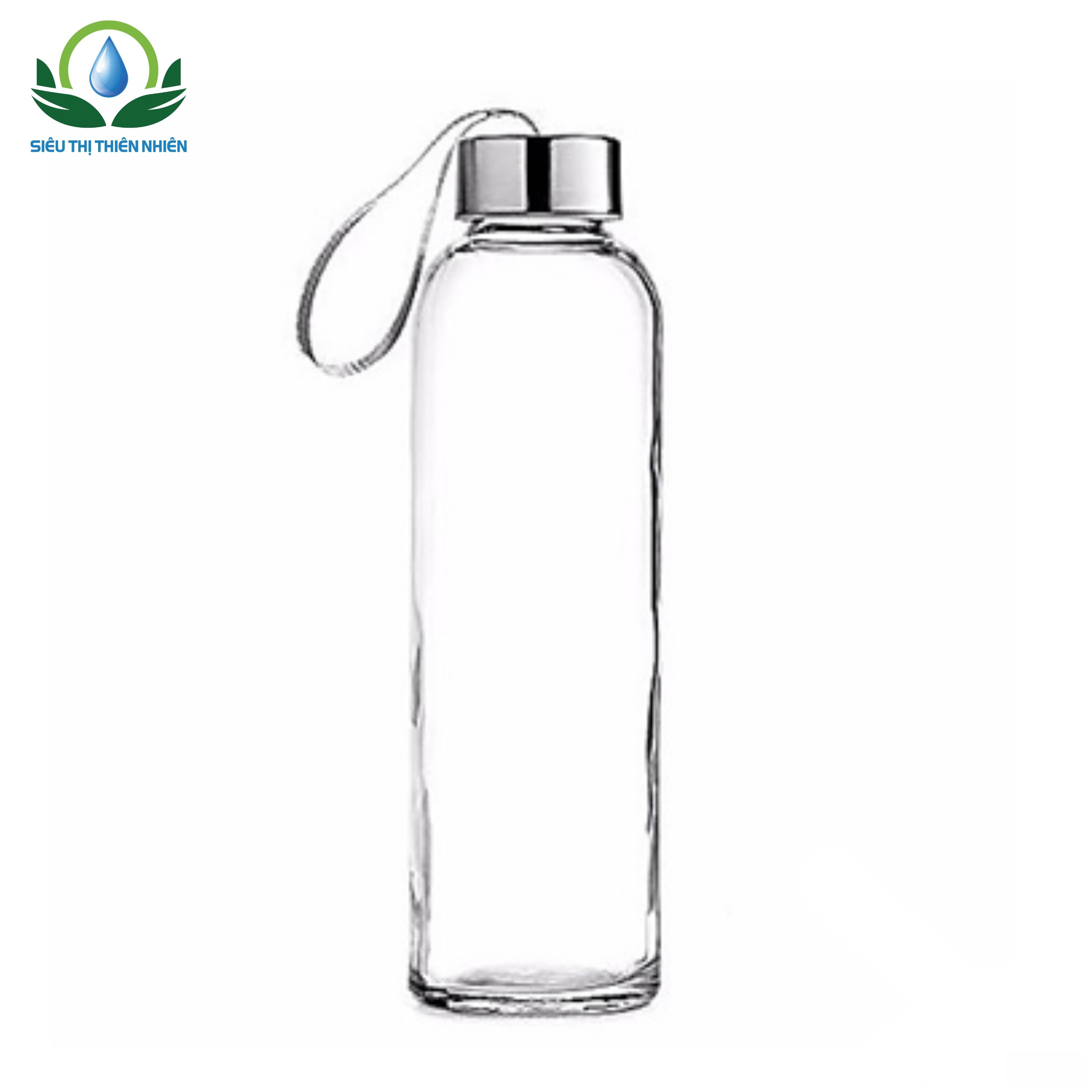 Bình Đựng Nước Thủy Tinh SIÊU THỊ THIÊN NHIÊN Tiện Lợi, Dễ Vệ Sinh Dùng Pha Trà Mang Theo 500ml
