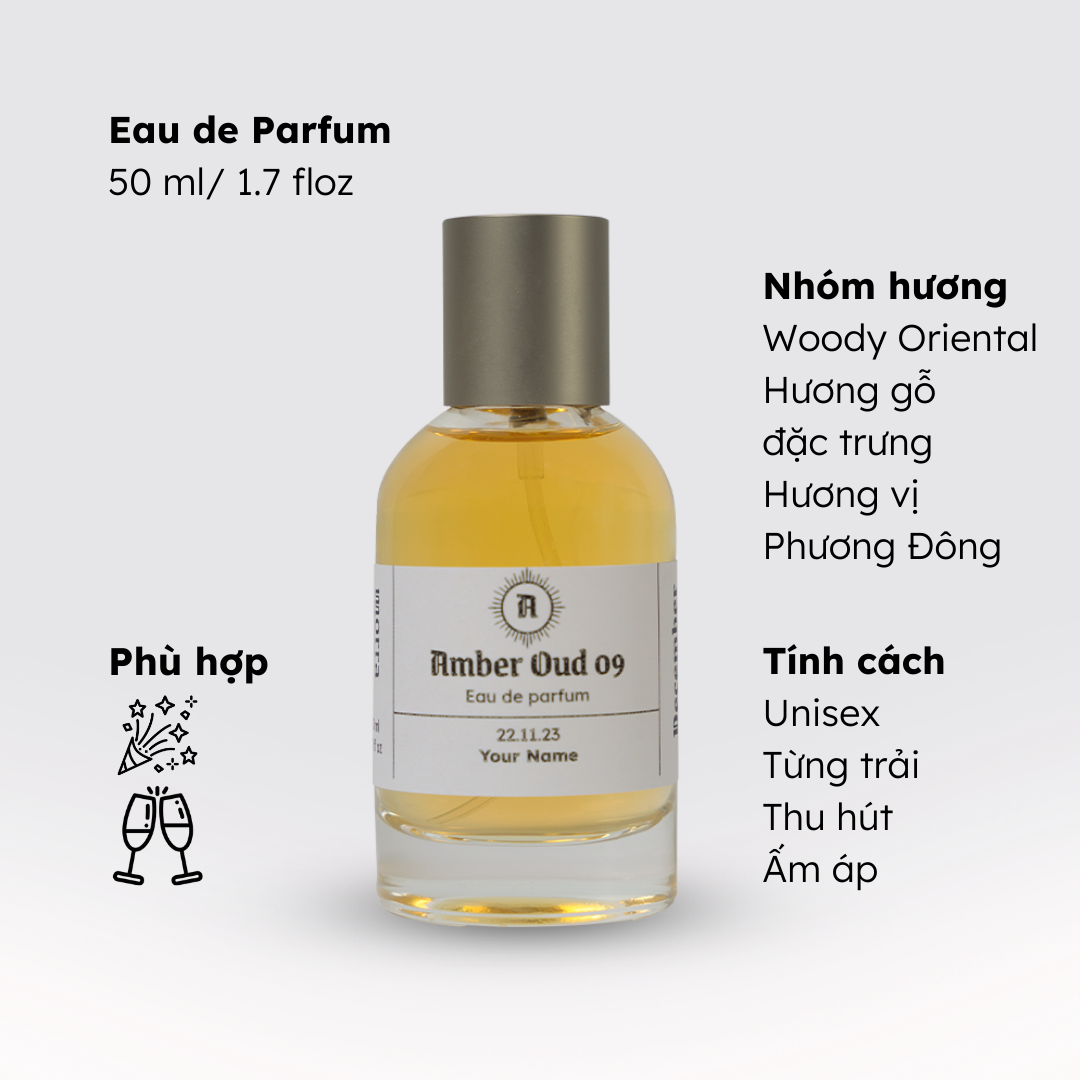 Nước Hoa Chính Hãng Morra Nam Nữ Amber Oud 09 50ml Nguyên Liệu Nhập Pháp Hương Thơm Cá Tính, Cổ Điển, Ấm Áp, Lưu Hương Thơm Lâu