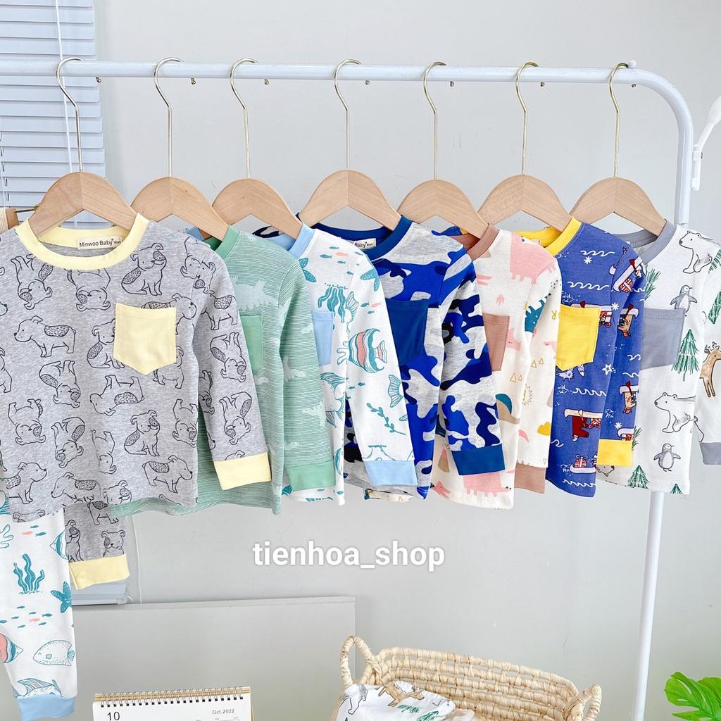 Bộ Dài Tay Có túi Cotton Bozip Xuất Xịn Siêu Mềm Mịn Mát Cho Bé Trai - Bảng 3 - HÀNG LOẠI 1