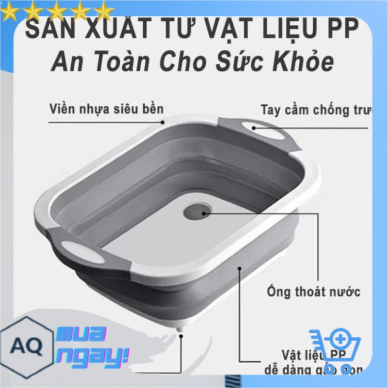 Chậu Nhựa Kiêm Thớt Đa Năng 3 In 1 Kiêm Chậu Rửa, Rổ Đa Năng, Thớt Siêu Tiện Dụng Nhà Bếp