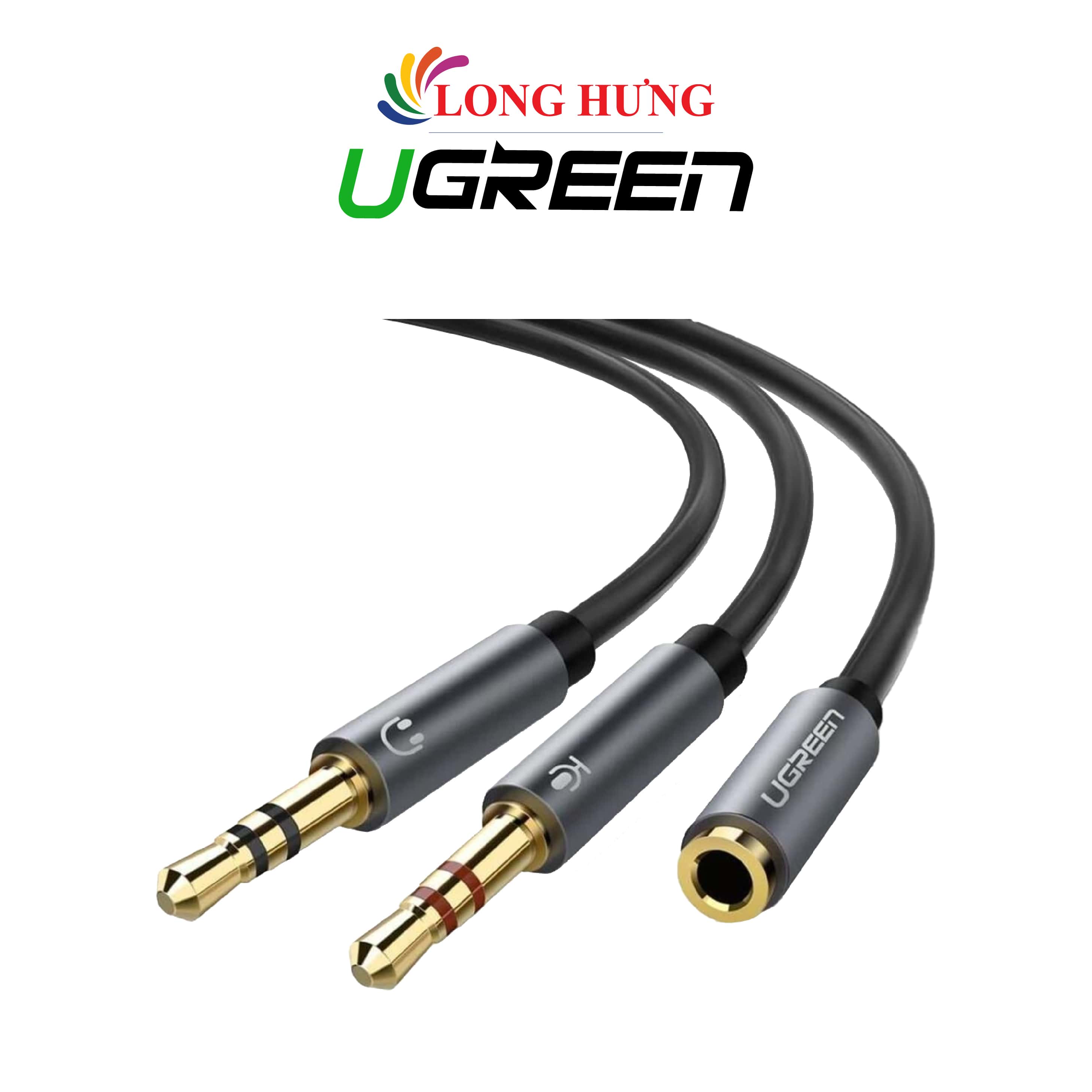 Cáp chuyển AV 3.5mm sang 2 đầu mic và tai nghe Ugreen Audio Cable Aluminum Case 20cm AV140 - Hàng chính hãng