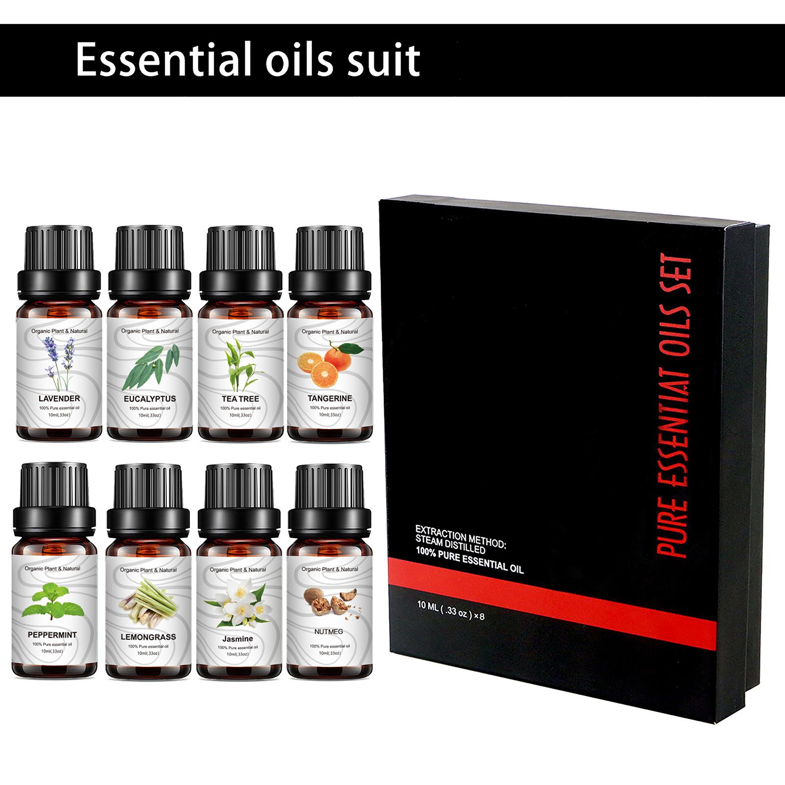 8 chai tinh dầu nguyên chất & tự nhiên 10ml, dành cho máy xông tinh dầu