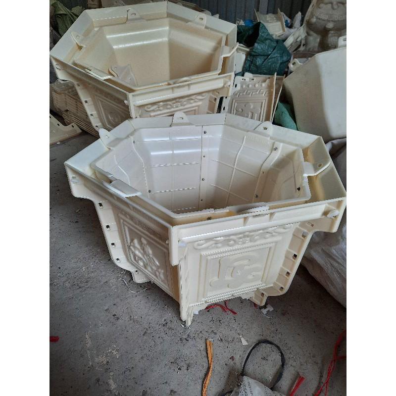 Khuôn Chậu lục giác rộng 60 cao 40 mẫu phúc lộc thọ trộn sen kèm chân quỳ