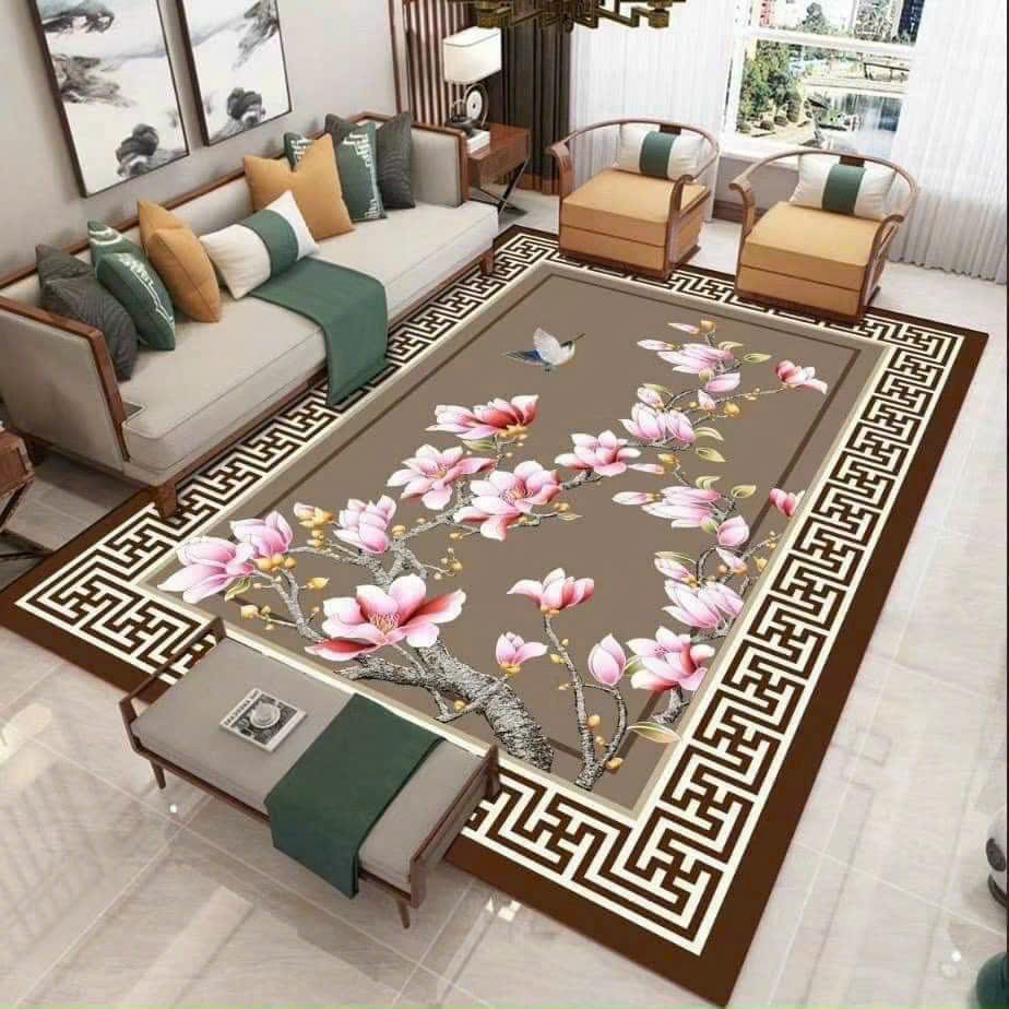 Thảm Trải Sàn Bali Hoạ Tiết Hoàng Gia Cổ Điển, Thảm Trải Phòng Khách Đế Cao Su Chống Trơn Trượt - Hàng Chính Hãng MINIIN
