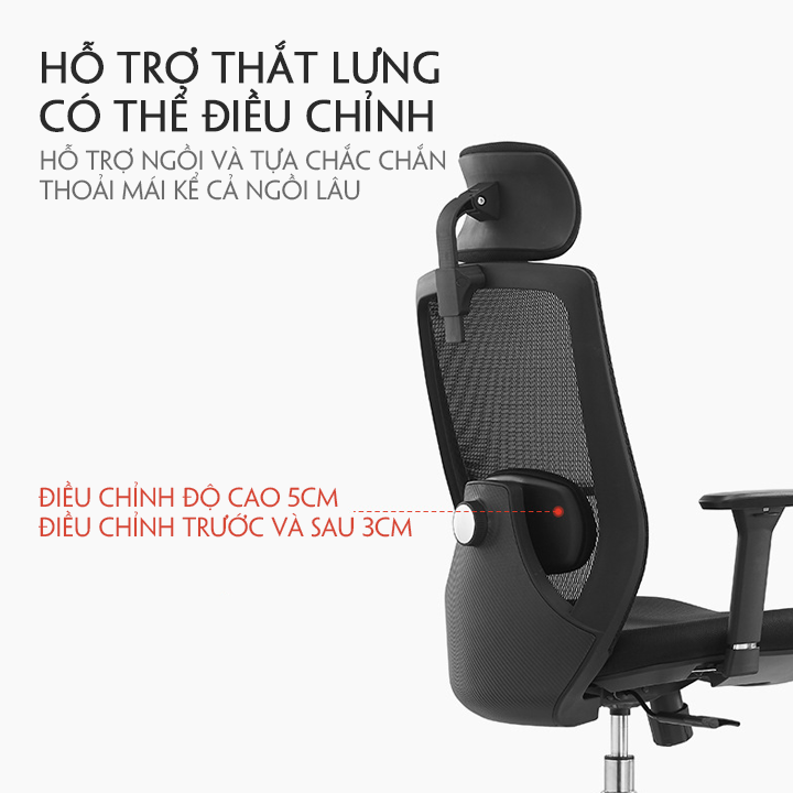 Ghế xoay văn phòng cao cấp, ghế xoay công thái học đệm cao su , lưng lưới, tựa đầu, ghế làm việc, ghế giám đốc