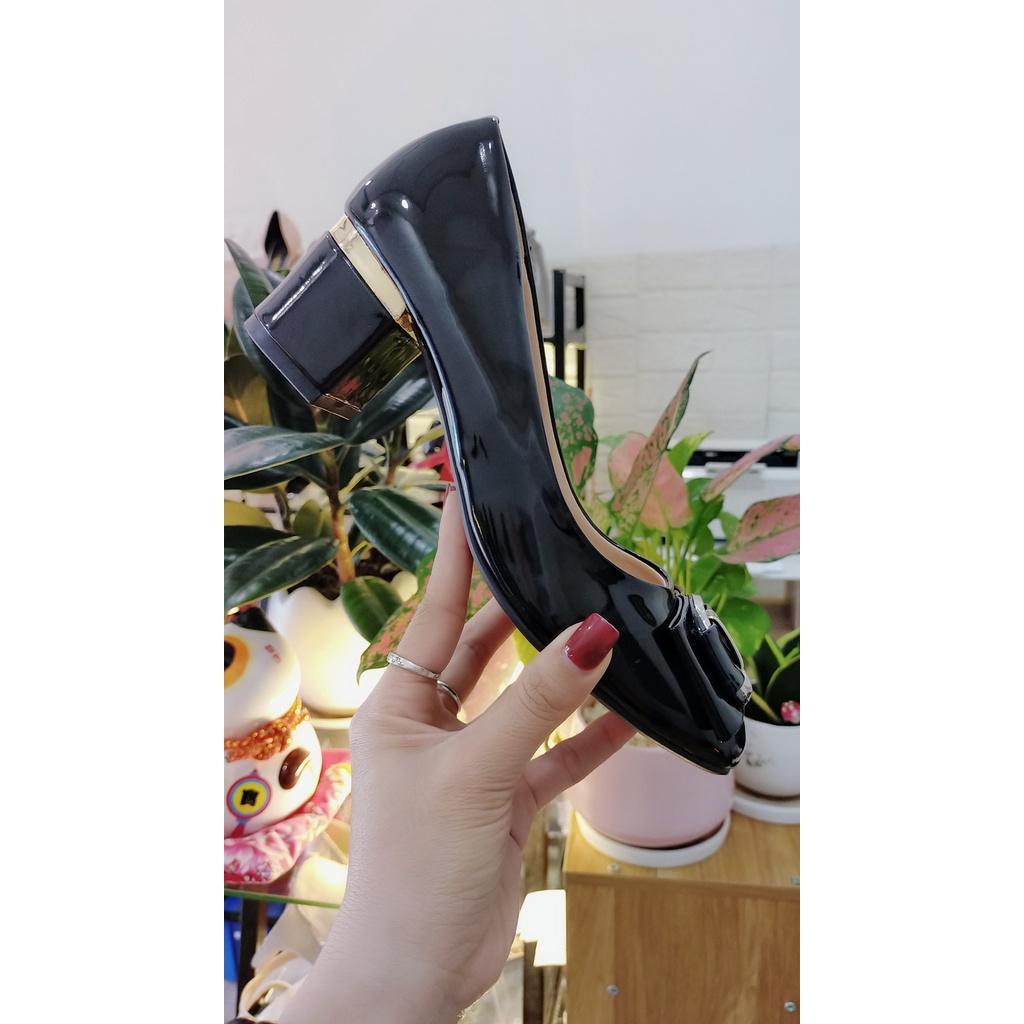 Giày nữ công sở mũi tròn da bóng cao cấp ROSATA RO421 - HÀNG VIỆT NAM - BKSTORE