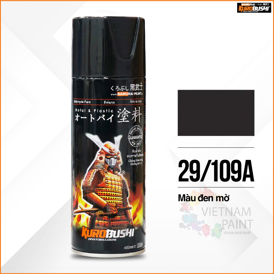 Sơn xịt Samurai Kurobushi - MÀU ĐEN MỜ 109A (400ml)