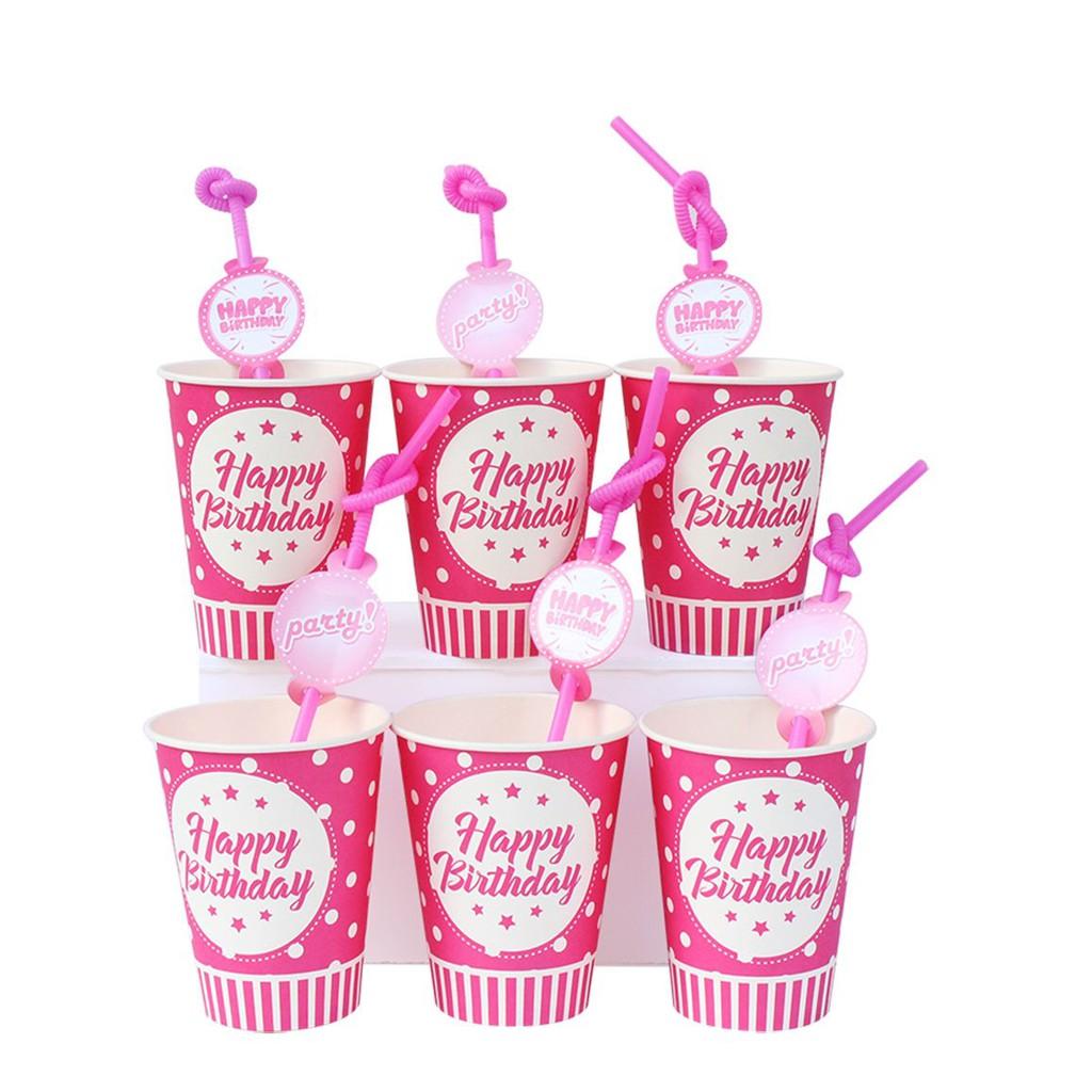 Set 6 cái Ly Giấy Chủ Đề Màu Trơn