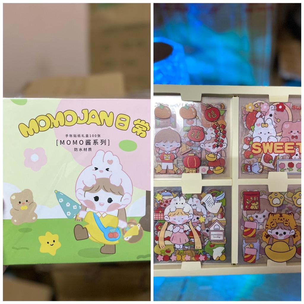 Sticker 100 Tấm Hộp Quà Tặng 100 Tấm Dán Hoạt Hình Trang Trí Sổ Lưu Niệm Dễ Thương Hộp Game time