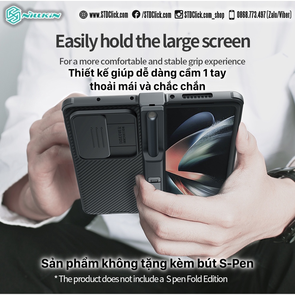 ỐP LƯNG DÀNH CHO ĐIỆN THOẠI SAMSUNG Z FOLD 4 5G NILLKIN CAMSHIELD PRO BẢO VỆ CAMERA KÈM KHAY BÚT